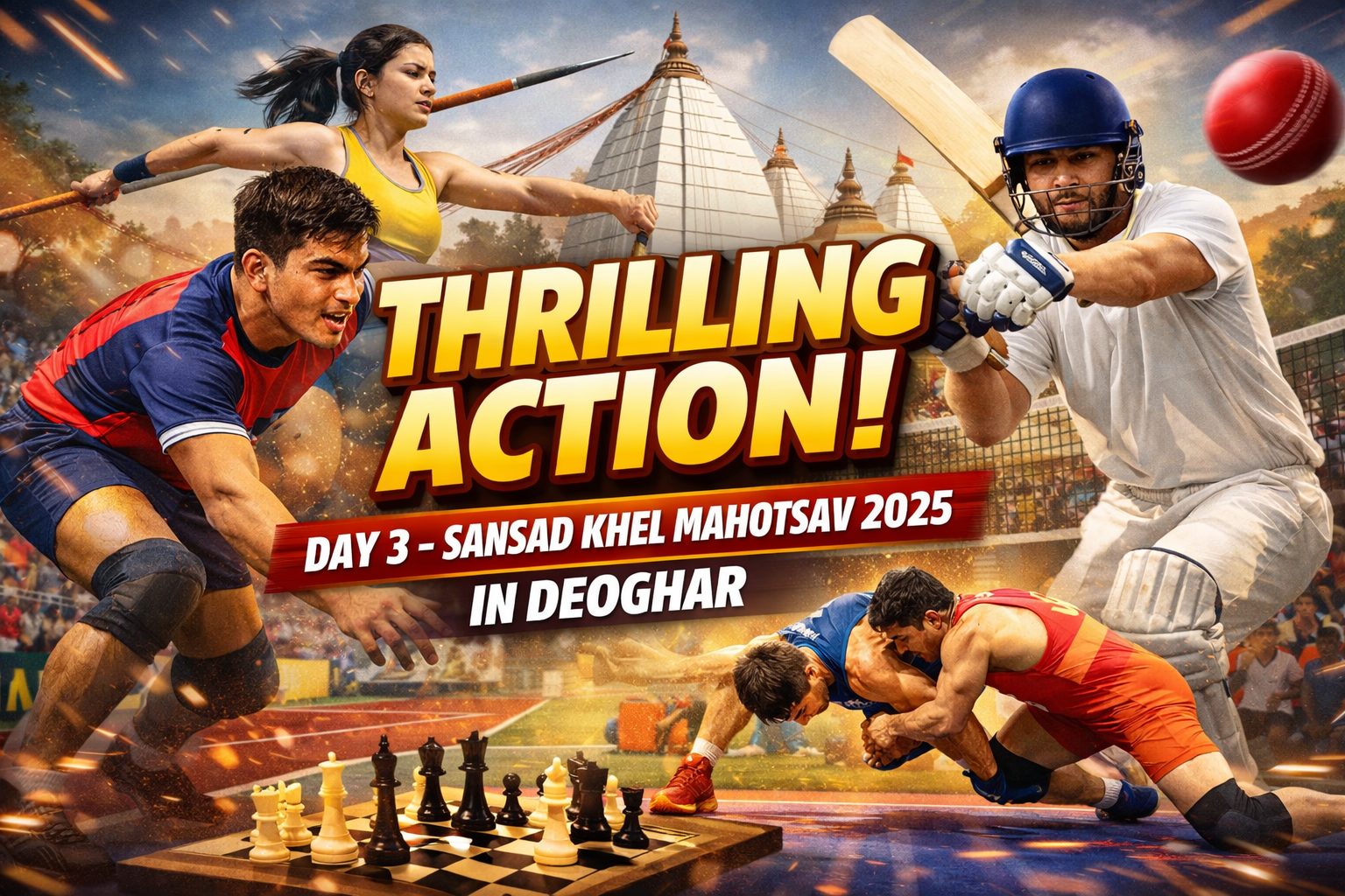 Thrilling Action Unfolds on Day 3 of Sansad Khel Mahotsav 2025 in Deoghar