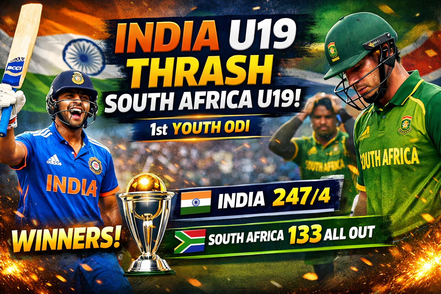 India U19 Dominates South Africa U19 in Thrilling 1st Youth ODI Opener