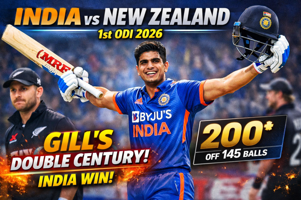 India vs New Zealand 1st ODI 2026: Gill's Explosive Double Century Powers India to Victory