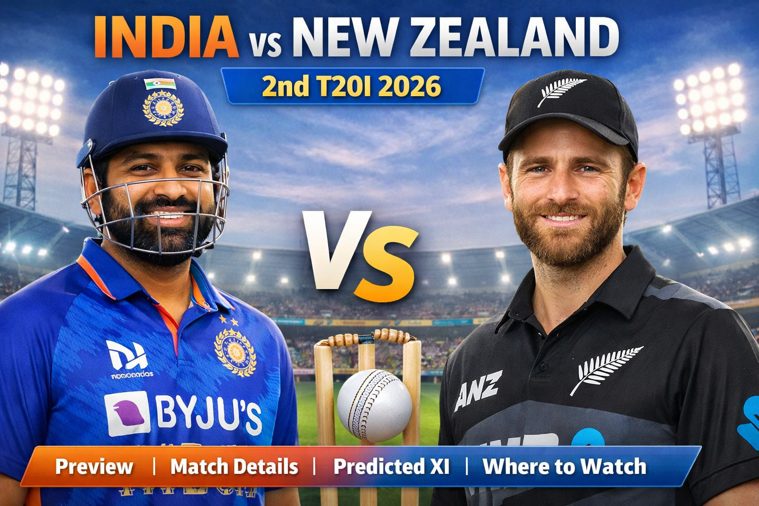 India vs New Zealand 2nd T20I 2026: Preview, Match Details, Predicted Playing XI, and Where to Watch