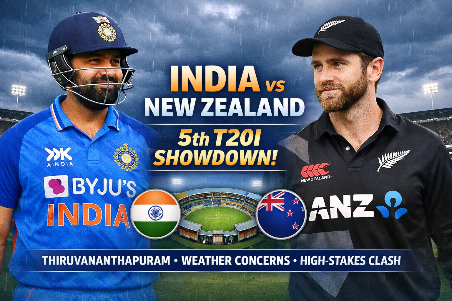 India vs New Zealand 5th T20I: Schedule Updates, Weather Woes, and High-Stakes Drama in Thiruvananthapuram