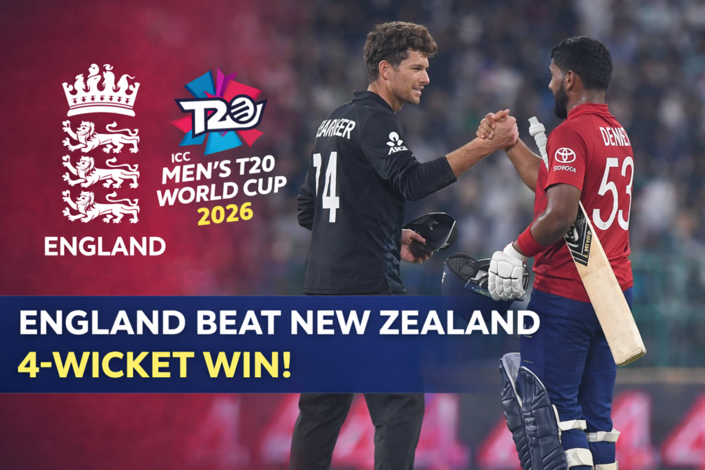 England Seal Thrilling 4-Wicket Victory Over New Zealand in T20 World Cup 2026 Super 8s