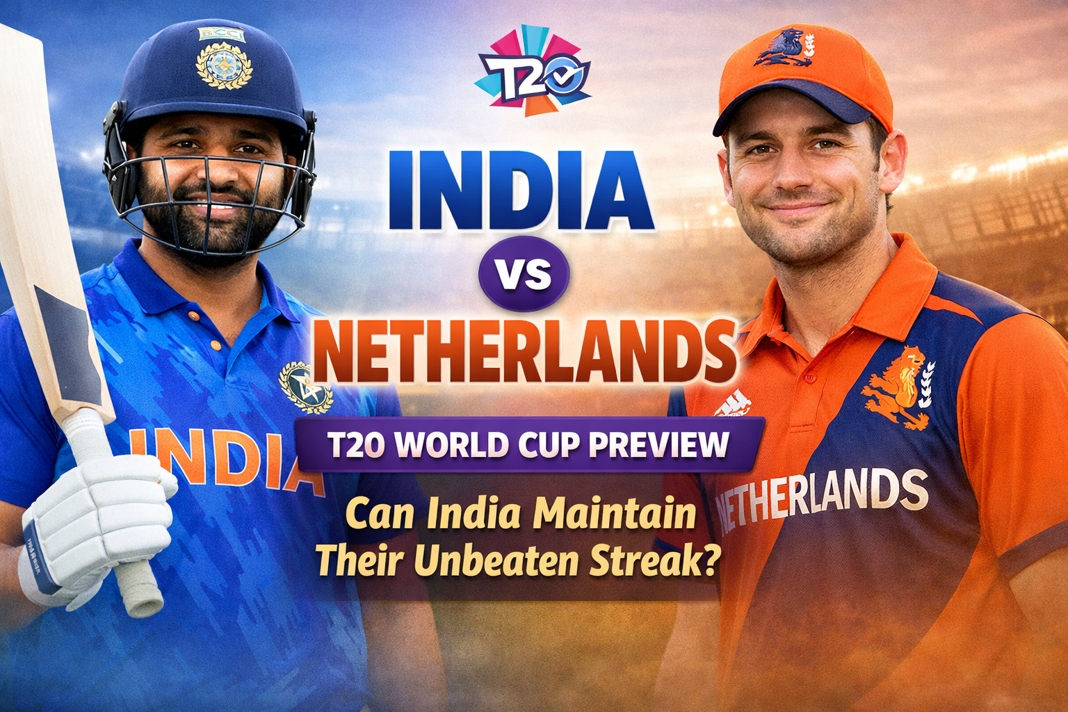 India vs Netherlands T20 World Cup Preview: Can India Maintain Their Unbeaten Streak?