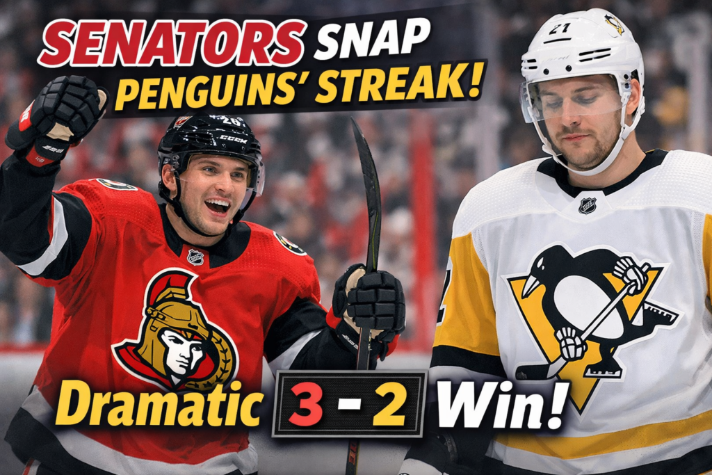 Ottawa Senators Snap Penguins' Streak with Dramatic 3-2 Win