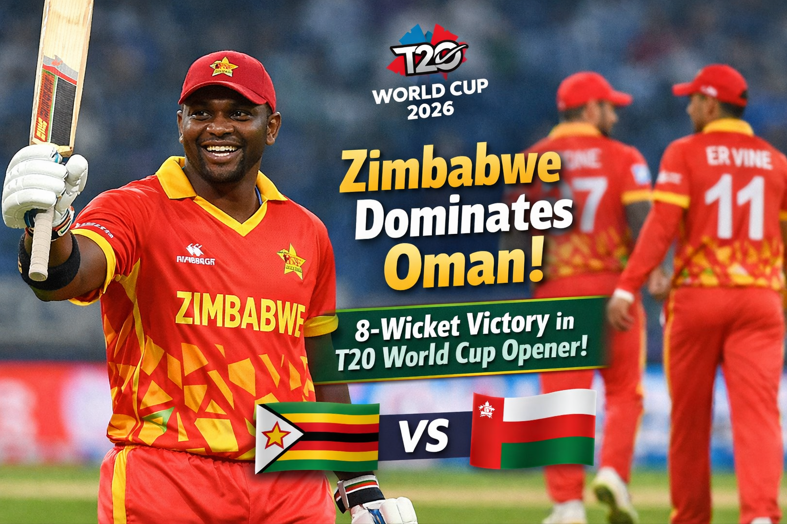 Zimbabwe Dominates Oman with a Polished 8-Wicket Victory in T20 World Cup 2026 Opener
