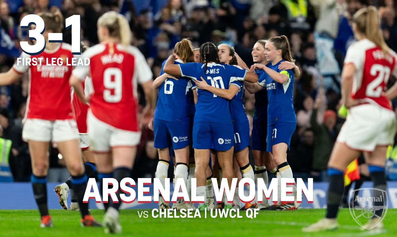 Arsenal Women Secure Commanding 3-1 First-Leg Lead Over Chelsea in UWCL Quarter-Final Thriller