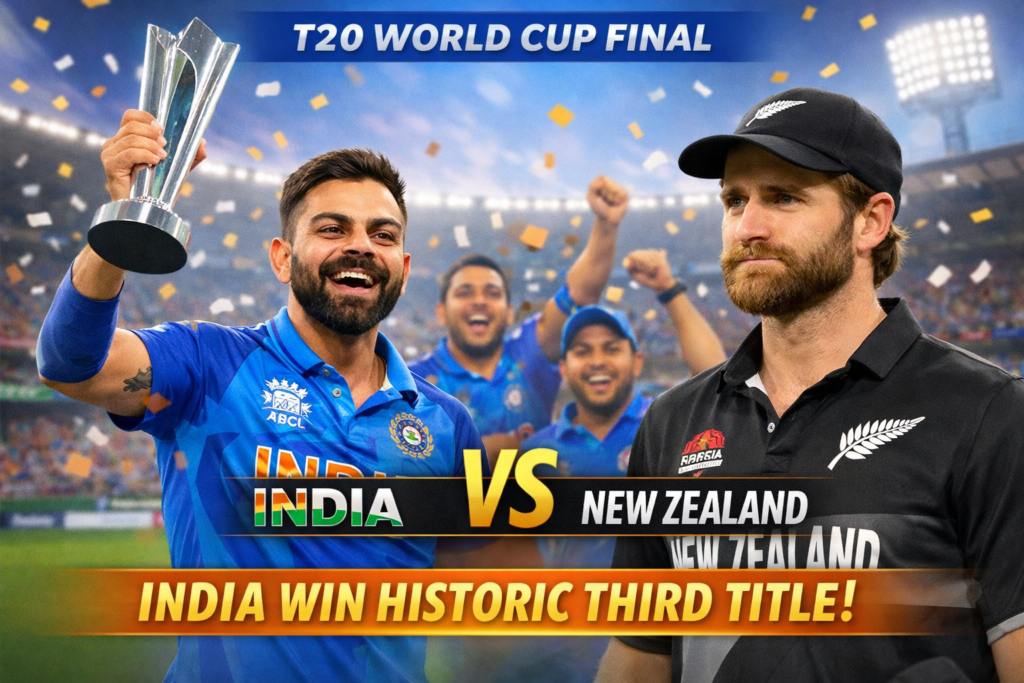 India Triumphs in Thrilling T20 World Cup Final: Beating New Zealand to Claim Historic Third Title