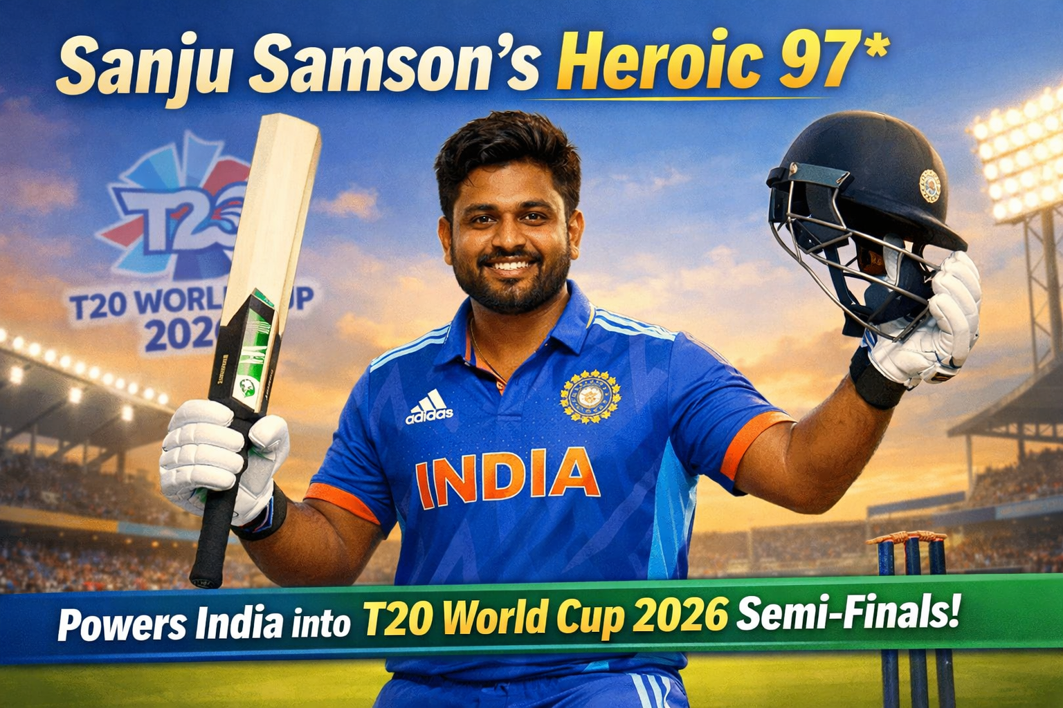 Sanju Samson’s Heroic 97* Powers India into T20 World Cup 2026 Semi-Finals