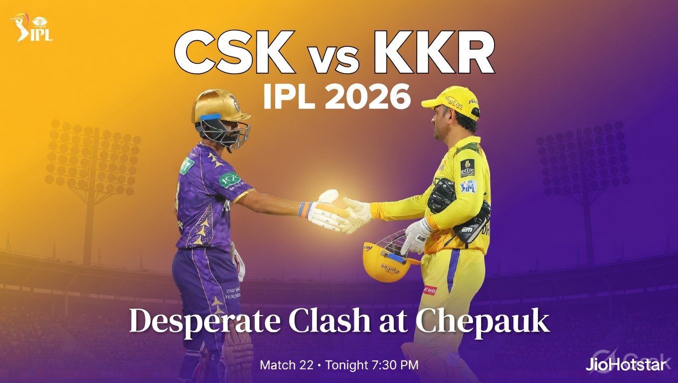 CSK vs KKR IPL 2026 Desperate Clash of Titans at Chepauk