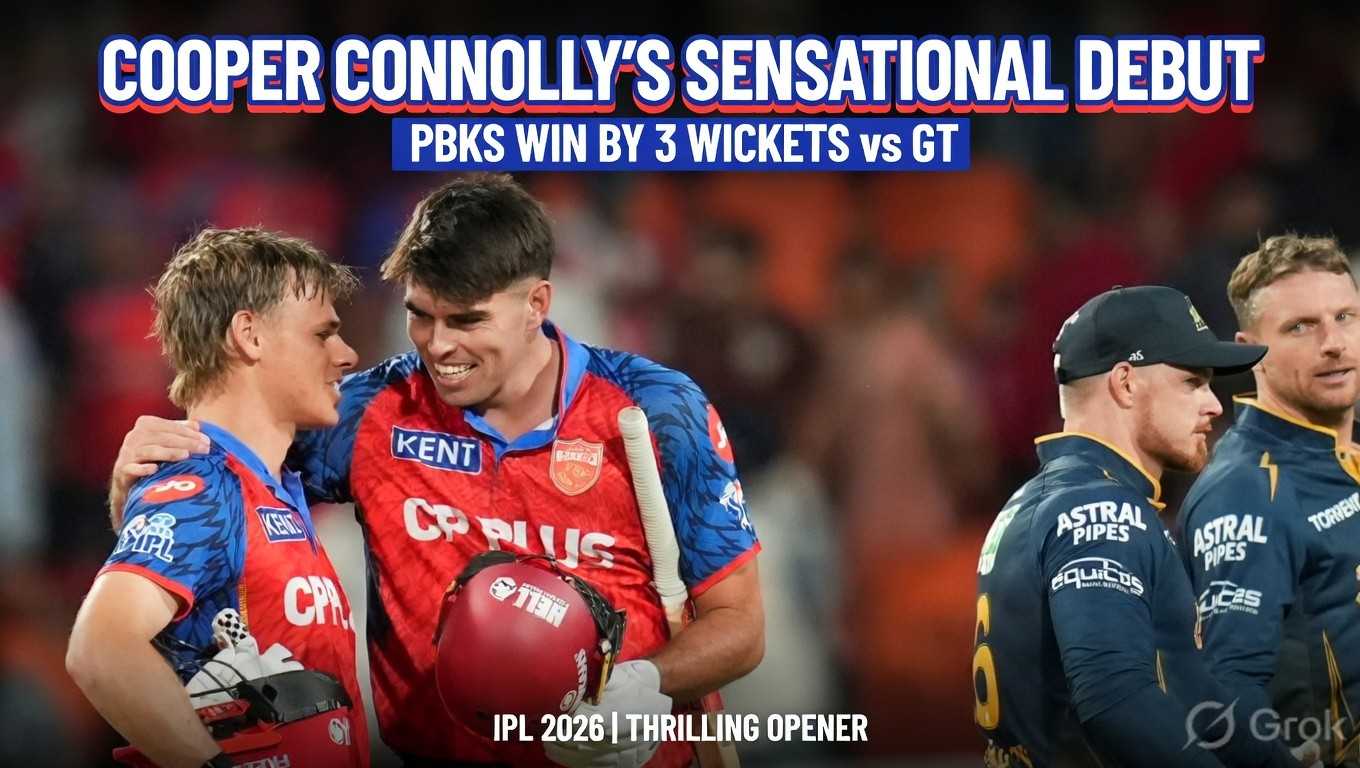 Cooper Connolly’s Sensational IPL Debut: PBKS Snatch Thrilling 3-Wicket Win Over GT in Nail-Biting Season Opener!