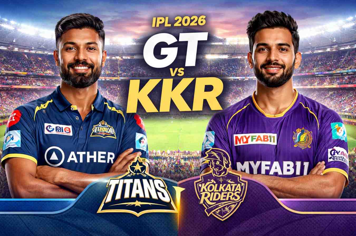 GT vs KKR IPL 2026: On-the-Rise Gujarat Titans Host Winless Kolkata Knight Riders in a Must-Win Clash at Narendra Modi Stadium