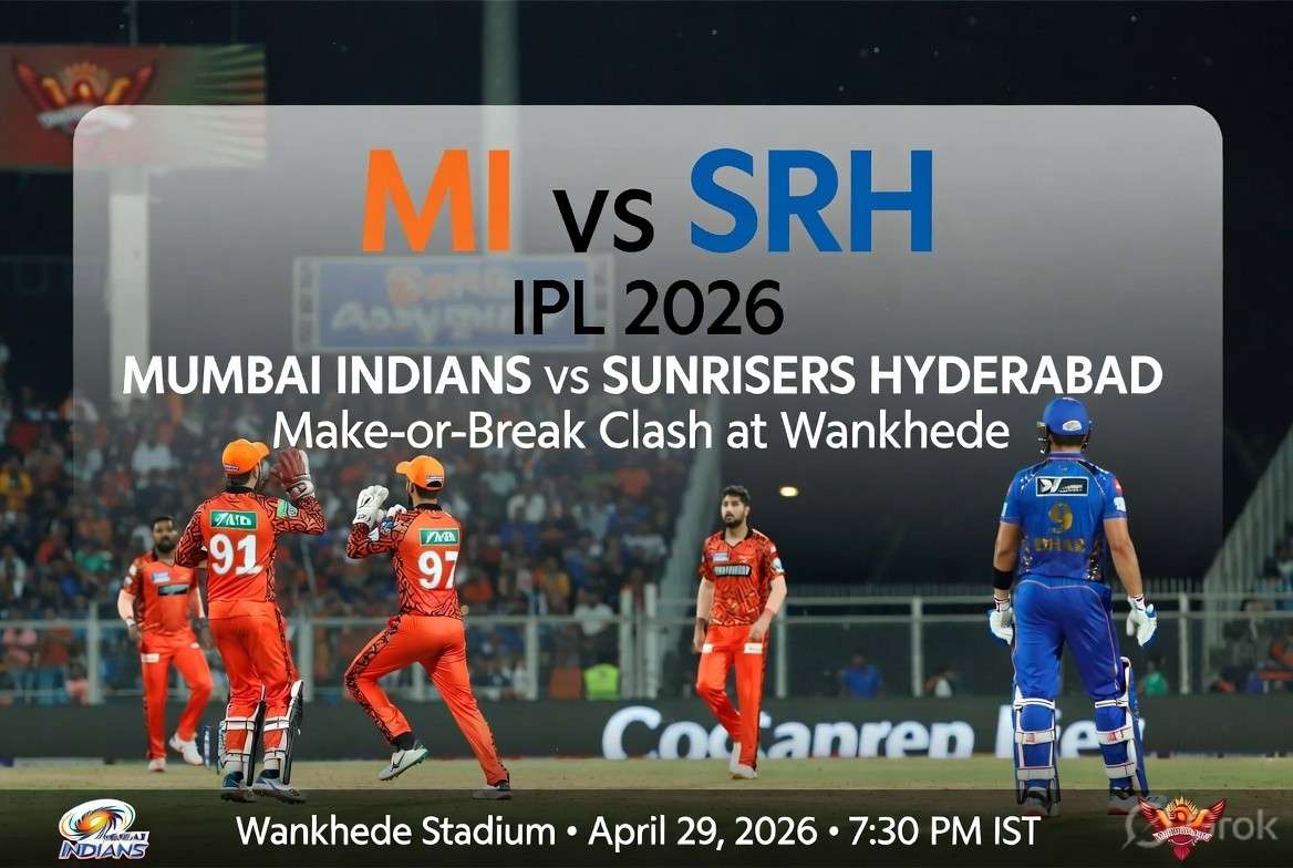 MI vs SRH IPL 2026: Mumbai Indians Face Make-or-Break Clash Against In-Form Sunrisers Hyderabad at Wankhede