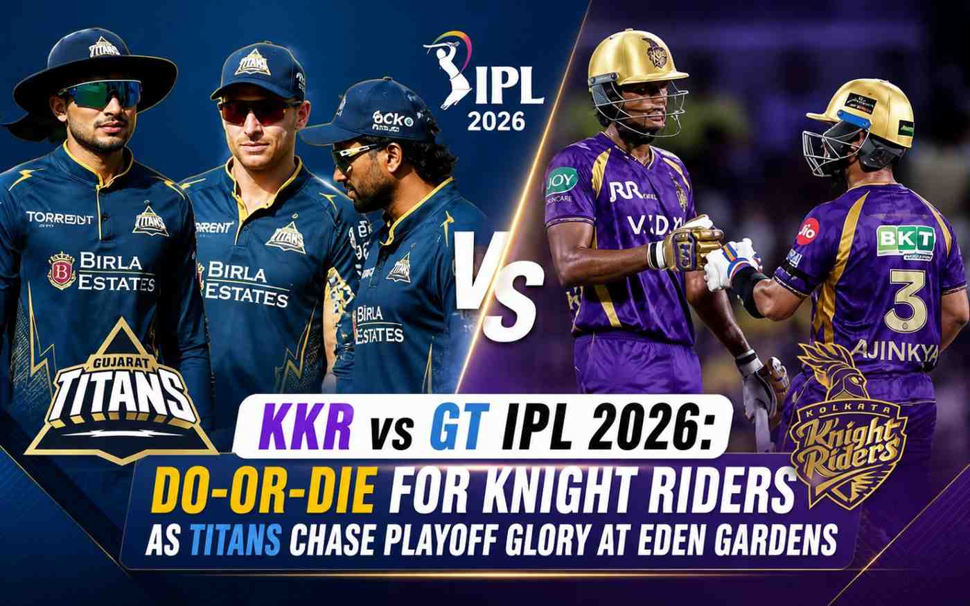 KKR vs GT IPL 2026: Do-or-Die for Knight Riders as Titans Chase Playoff Glory at Eden Gardens