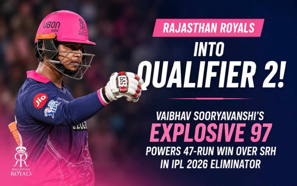 Rajasthan Royals into Qualifier 2: Vaibhav Sooryavanshi's Explosive 97 Powers 47-Run Win Over SRH in IPL 2026 Eliminator