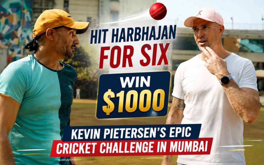 Hit Harbhajan Singh For Six, Win $1000 Kevin Pietersen’s Epic Cricket Challenge in Mumbai
