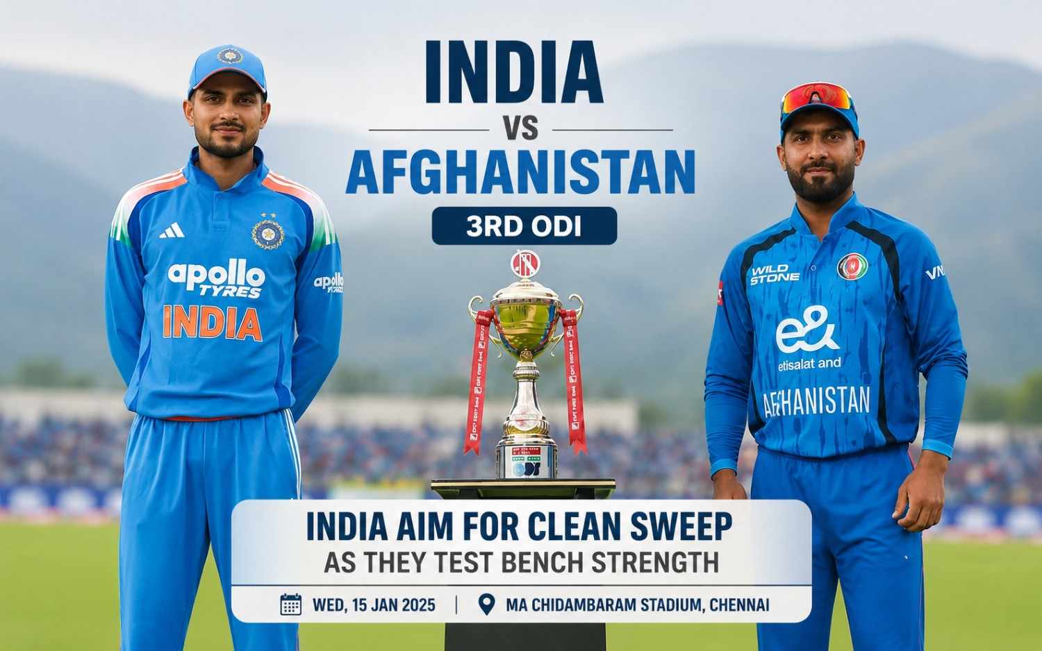 IND vs AFG 3rd ODI: India Aim for Clean Sweep in Chennai as They Test Bench Strength