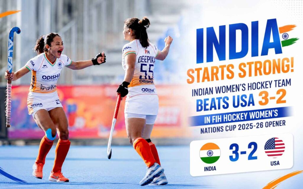 India women's hockey team beats USA 3-2 in FIH Hockey Women's Nations Cup 2025-26 opener