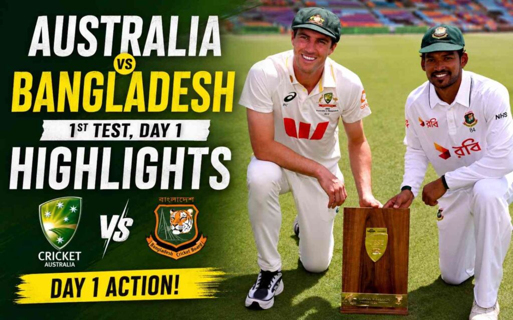 Australia vs Bangladesh 1st Test Day 1 Highlights: Hasan Mahmud Six-For Puts Bangladesh in Control