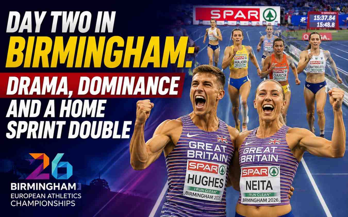 Day Two in Birmingham: Drama, Dominance and a Home Sprint Double at the 2026 European Athletics Championships