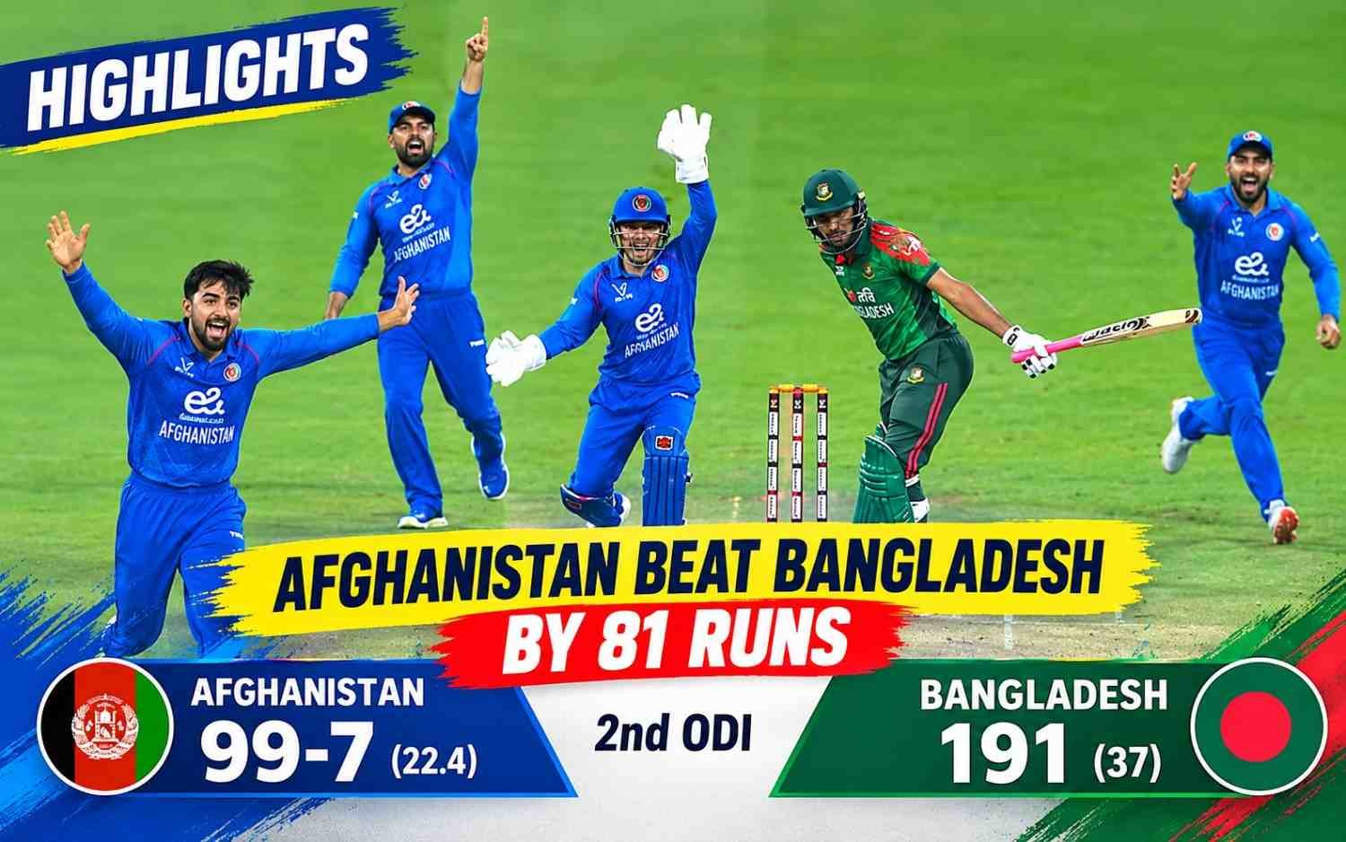 Highlights | Afghanistan Beat Bangladesh by 81 Runs | 2nd ODI