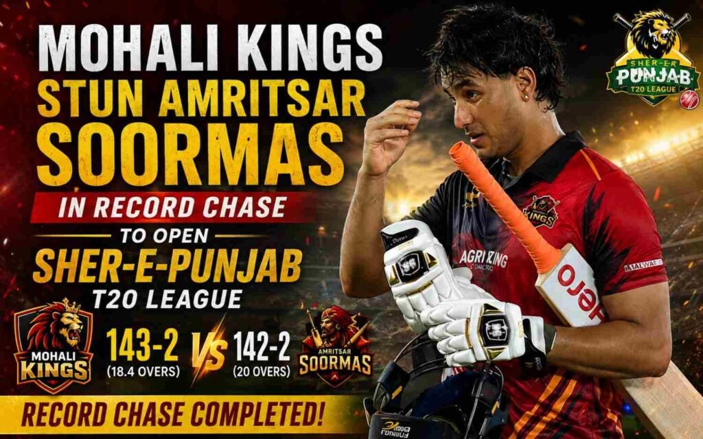 Mohali Kings Stun Amritsar Soormas in Record Chase to Open Sher-E-Punjab T20 League