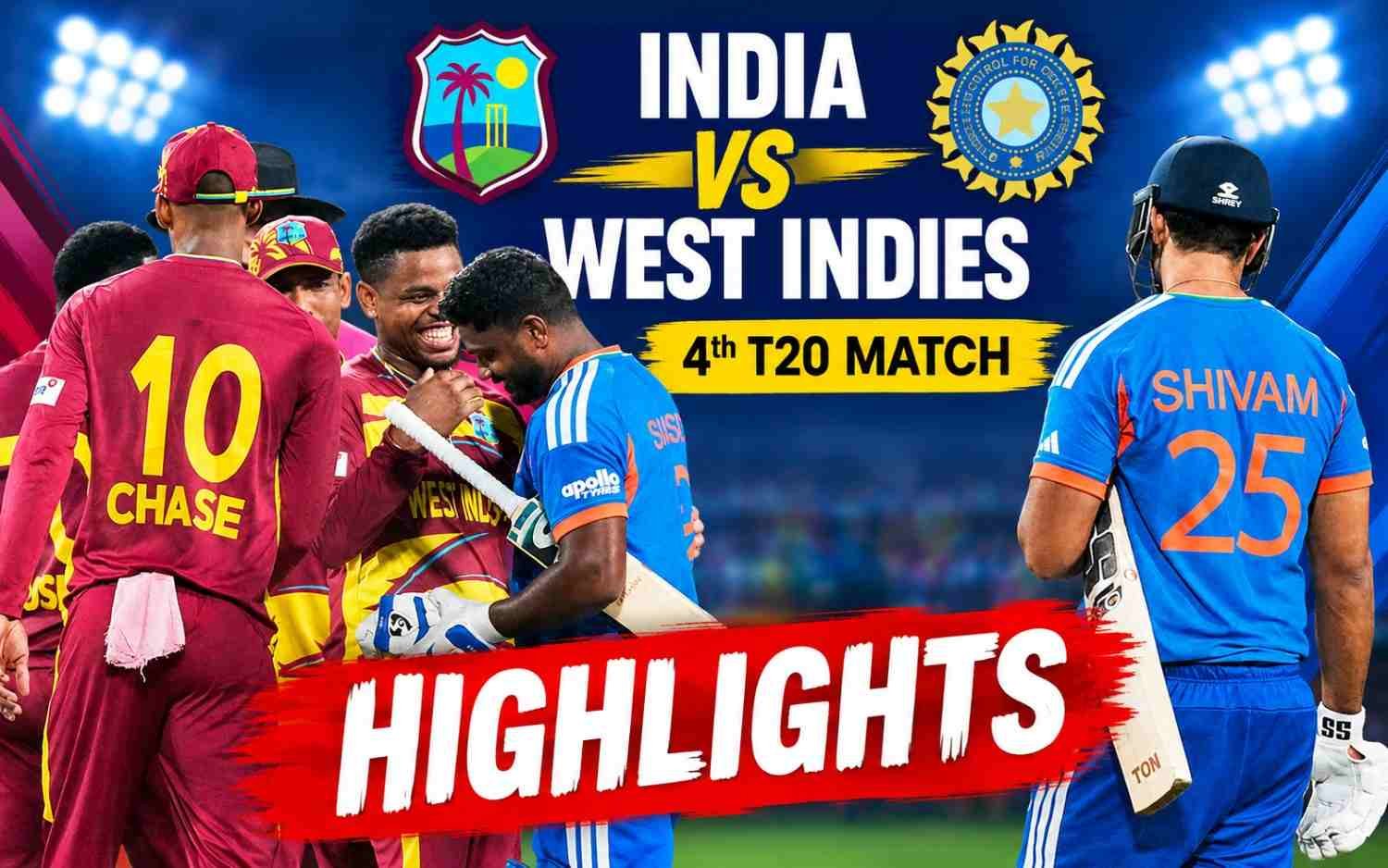 India Vs West Indies 4th T20 Match | Cricket Highlights